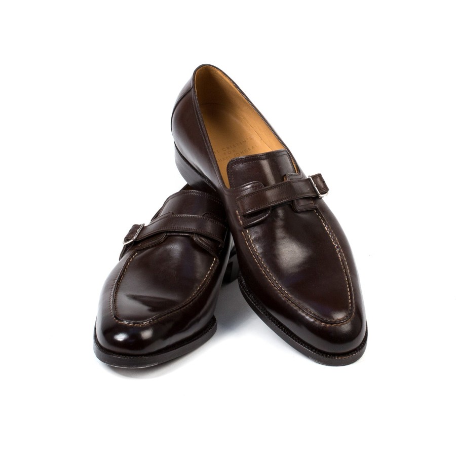 Mto | Saint Crispin's Dress Loafer "Buckle" Made Of Dark Brown Calfskin - Purely Handcrafted