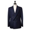 Suit & Jacket | Cesare Attolini Dark Blue Blazer "Club Oro" Made Of A Wool Flannel From Fox Brother'S