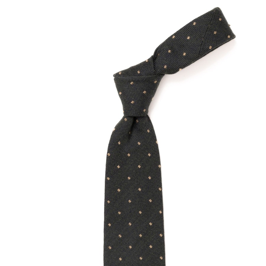 Ties | Cesare Attolini Archivio Storico: Silk And Wool Tie "Quadri Jacquard" - Handrolled