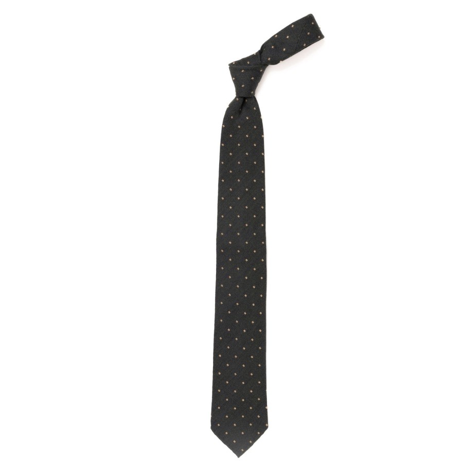 Ties | Cesare Attolini Archivio Storico: Silk And Wool Tie "Quadri Jacquard" - Handrolled