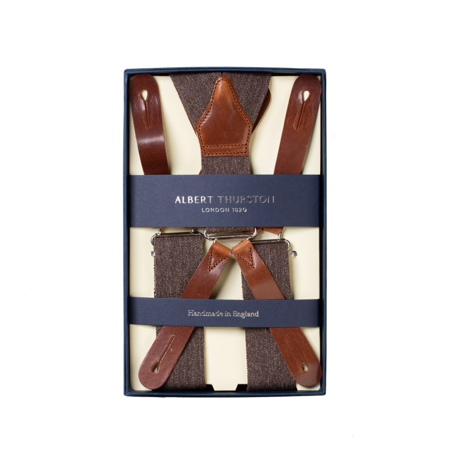 Braces | Albert Thurston Greige-Colored Suspender "Gangs Of New York" To Button