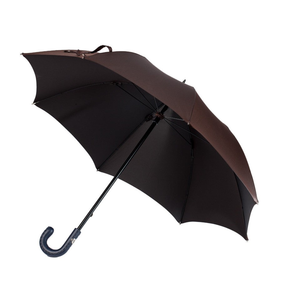 Umbrellas | Maglia Dark Brown Sporty Umbrella With Hand-Sewn Leather Handle