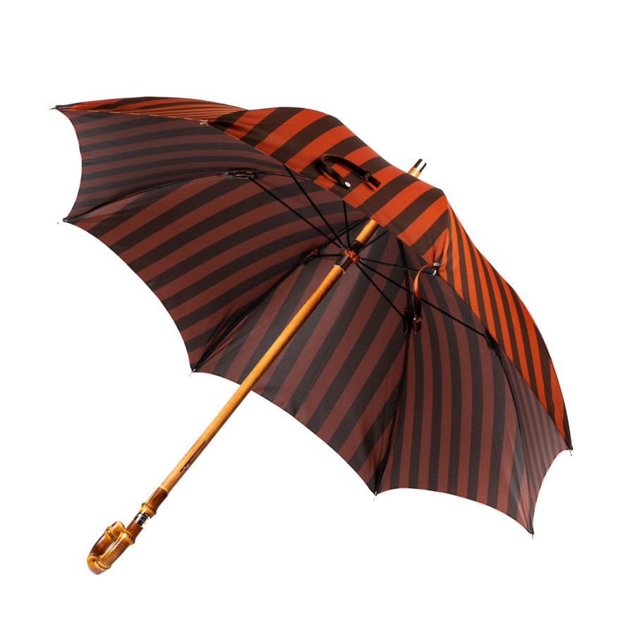 Umbrellas | Maglia Striped Umbrella "Lord" With Wooden Handle Made Of Bamboo