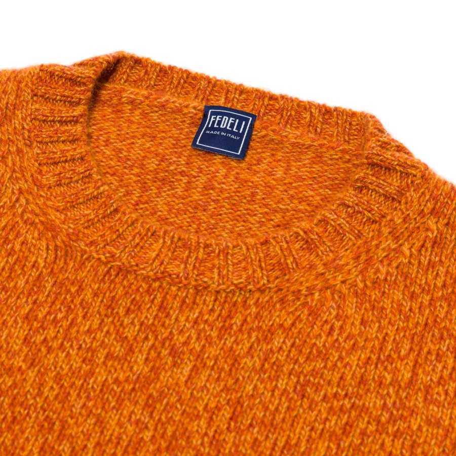 Knitwear | Fedeli Exclusive To Michael Jondral: Orange Scottish 3-Ply Mouline Cashmere S