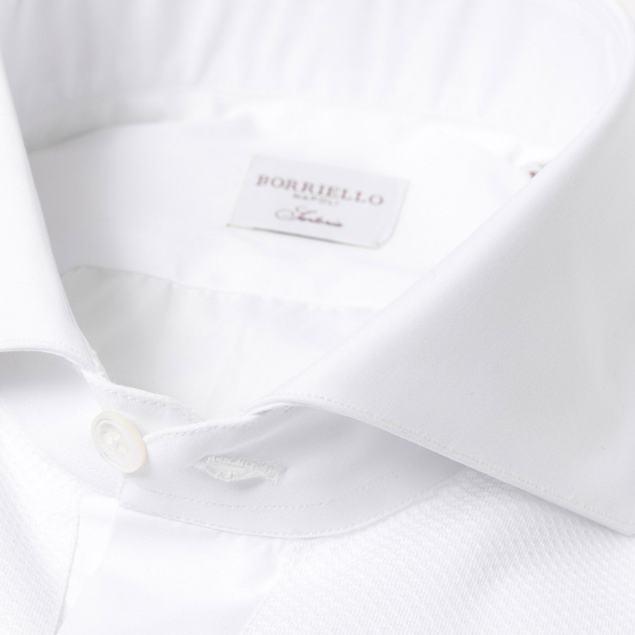 Shirts | Borriello Tuxedo Shirt "Sartorial-Piquet" Made Of Cotton Poplin From Thomas Maso