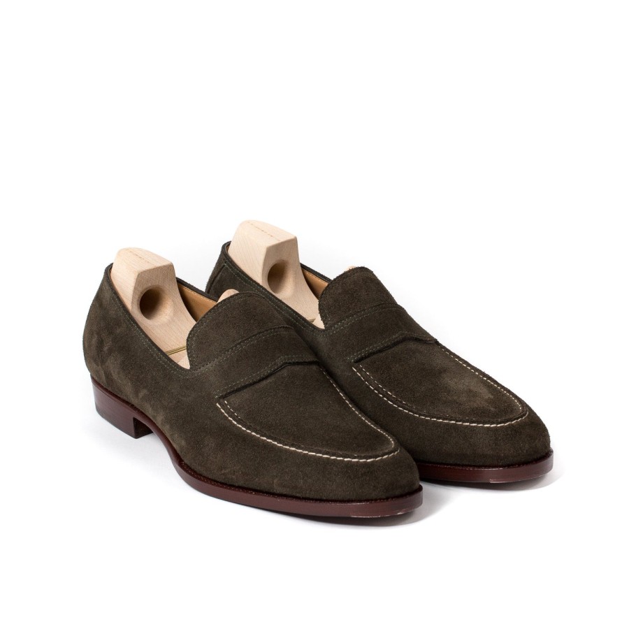 S | Saint Crispin's Loafer "Classic" Made Of Fango-Colored Suede - Purely Handcrafted