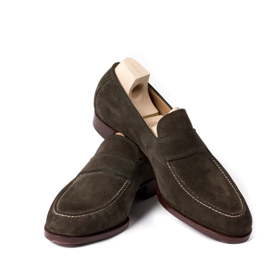 S | Saint Crispin's Loafer "Classic" Made Of Fango-Colored Suede - Purely Handcrafted