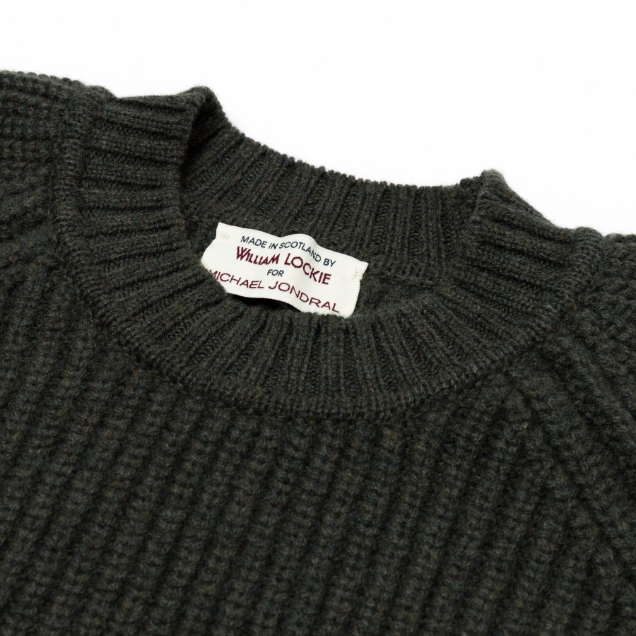 Knitwear | William Lockie Moss Green Pure Lambswool Sweater "Joss Earl" - 8 Ply