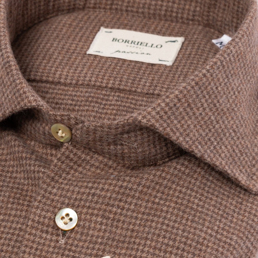 Casual Shirts | Borriello Sport Shirt "Houndstooth" In Soft Cotton Flannel - Linea Passion