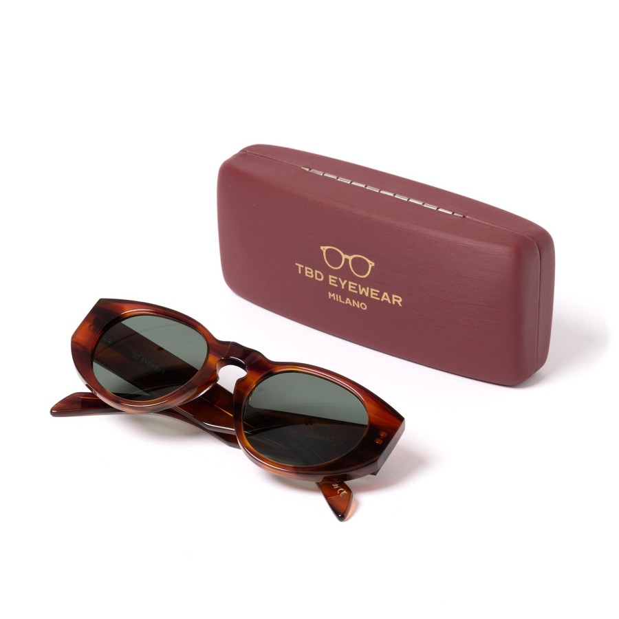 Sunglasses | TBD EYEWEAR Sunglasses "Madras Havana" With Green Lenses - Handmade