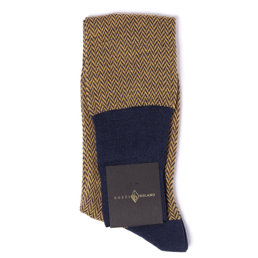 Stockings | Sozzi Patterned Knee Sock "Herringbone Pattern" From Merino Wool