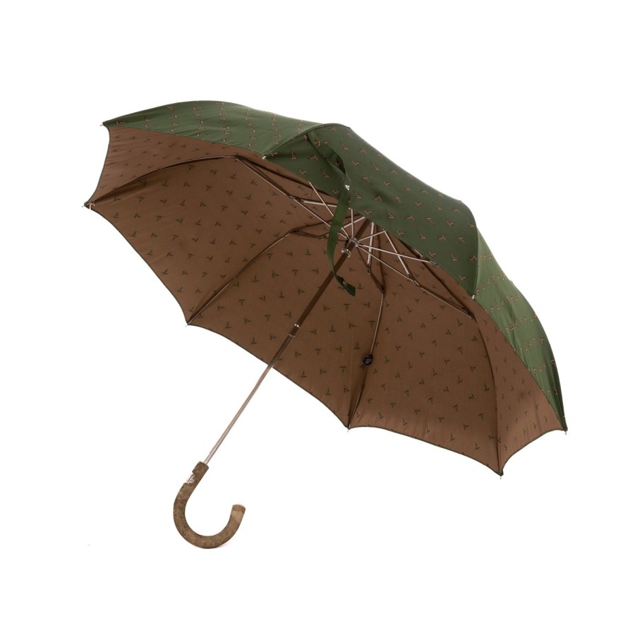 Umbrellas | Maglia Limited Edition: Pocket Umbrella "Flying Ducks" With Ash Wood Handle