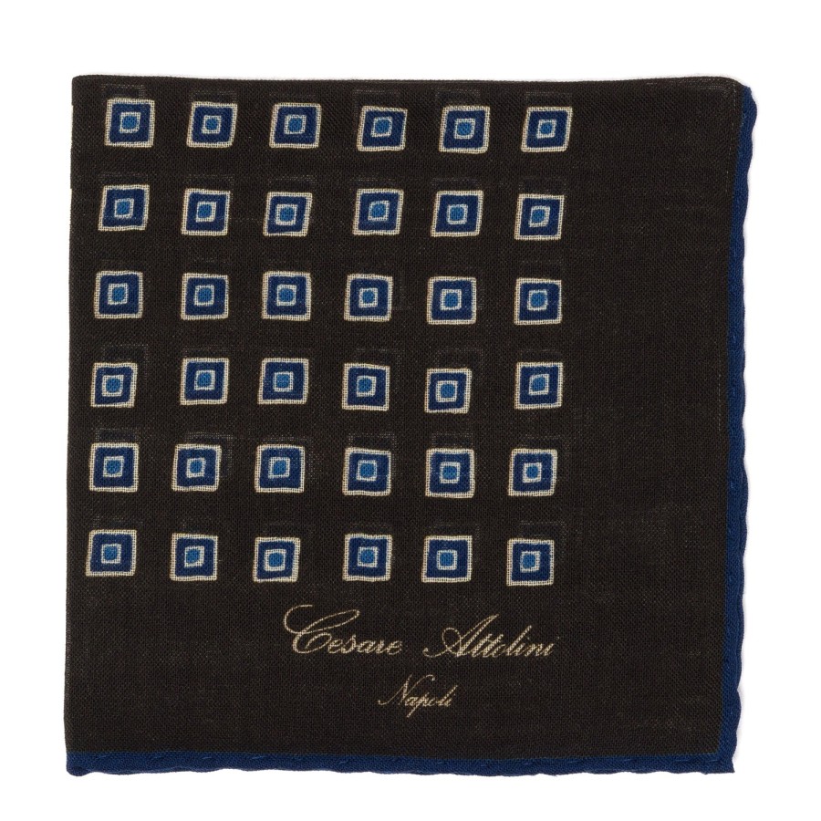 Handkerchiefs | Cesare Attolini Pure Wool Pocket Square "Medaglioni Incornicato