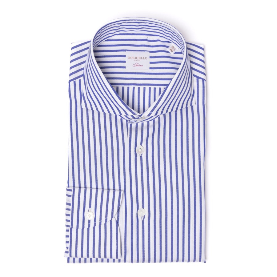 Shirts | Borriello Pure Cotton Striped Shirt "Jermyn Stripe" - Handmade