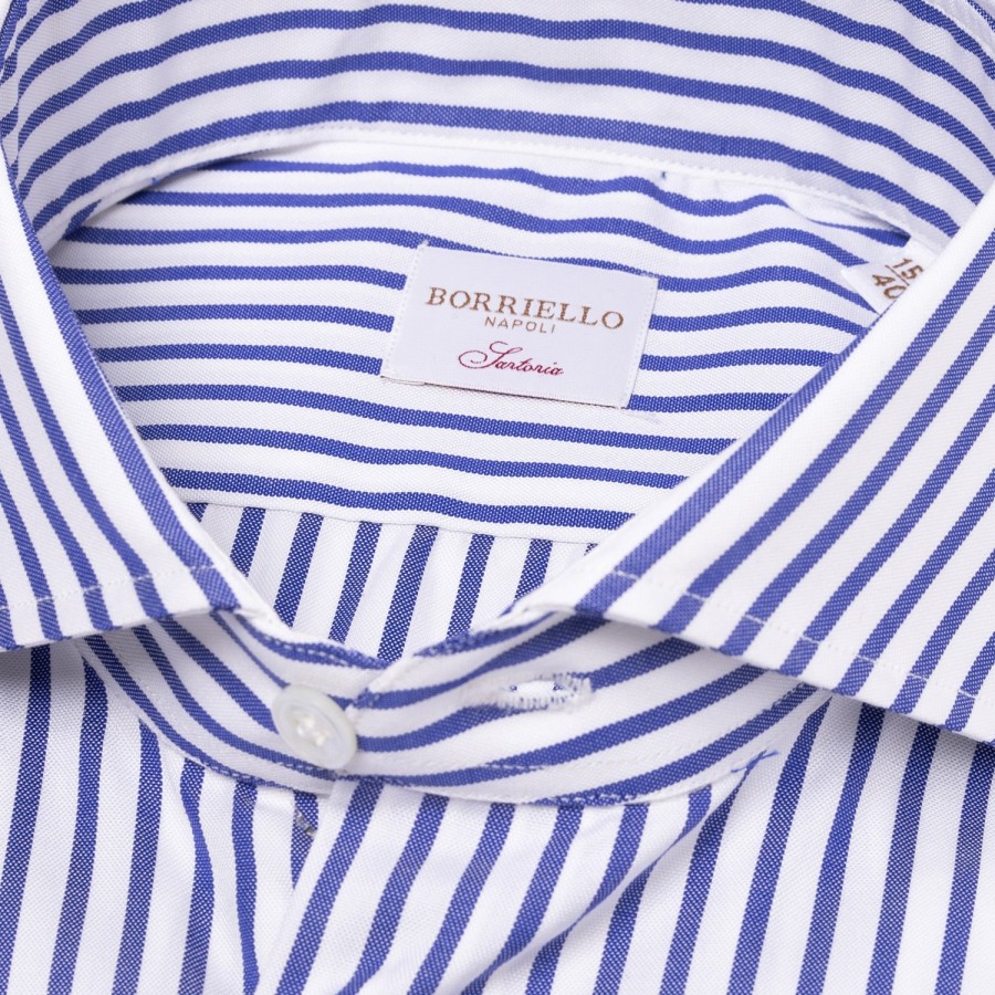 Shirts | Borriello Pure Cotton Striped Shirt "Jermyn Stripe" - Handmade