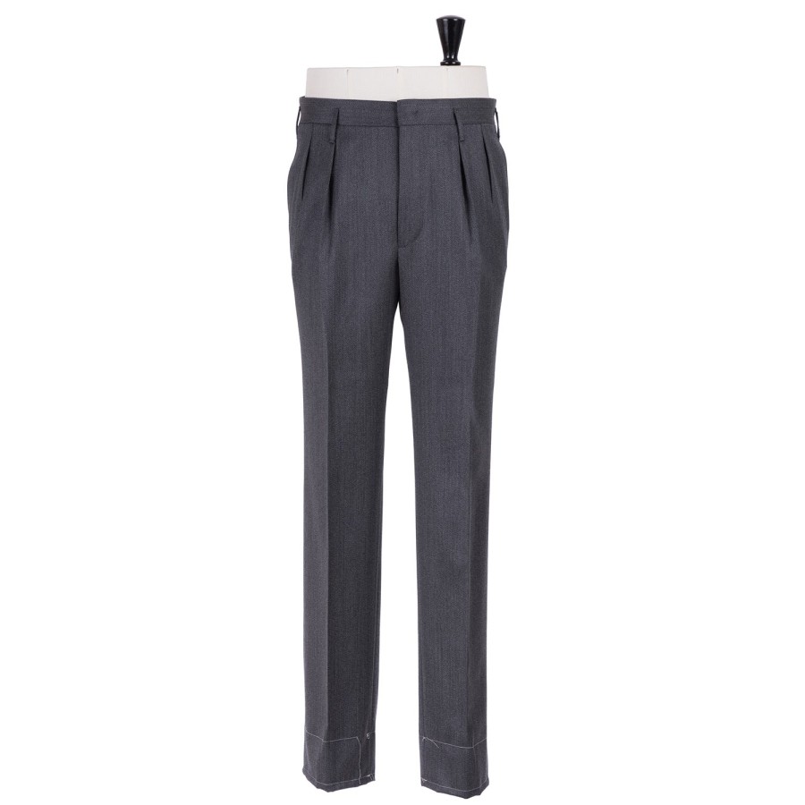 Trousers | Rota Sartorial Exclusive For Michael Jondral: Grey Trousers "Hollywood" With Two Plea