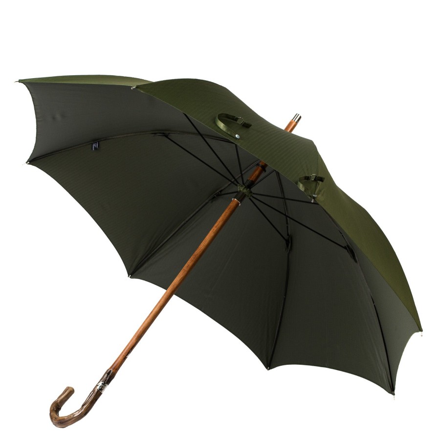 Umbrellas | Maglia Green Stick Umbrella "Lord" With Handle Made Of Broom Root Wood - Pure