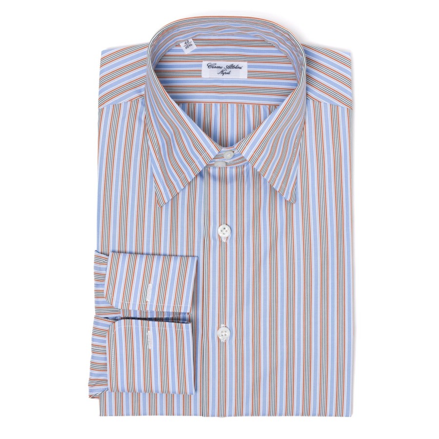 Shirts | Cesare Attolini Striped Shirt "Linee Colorate" Made Of Finest Cotton By Alumo - Collo