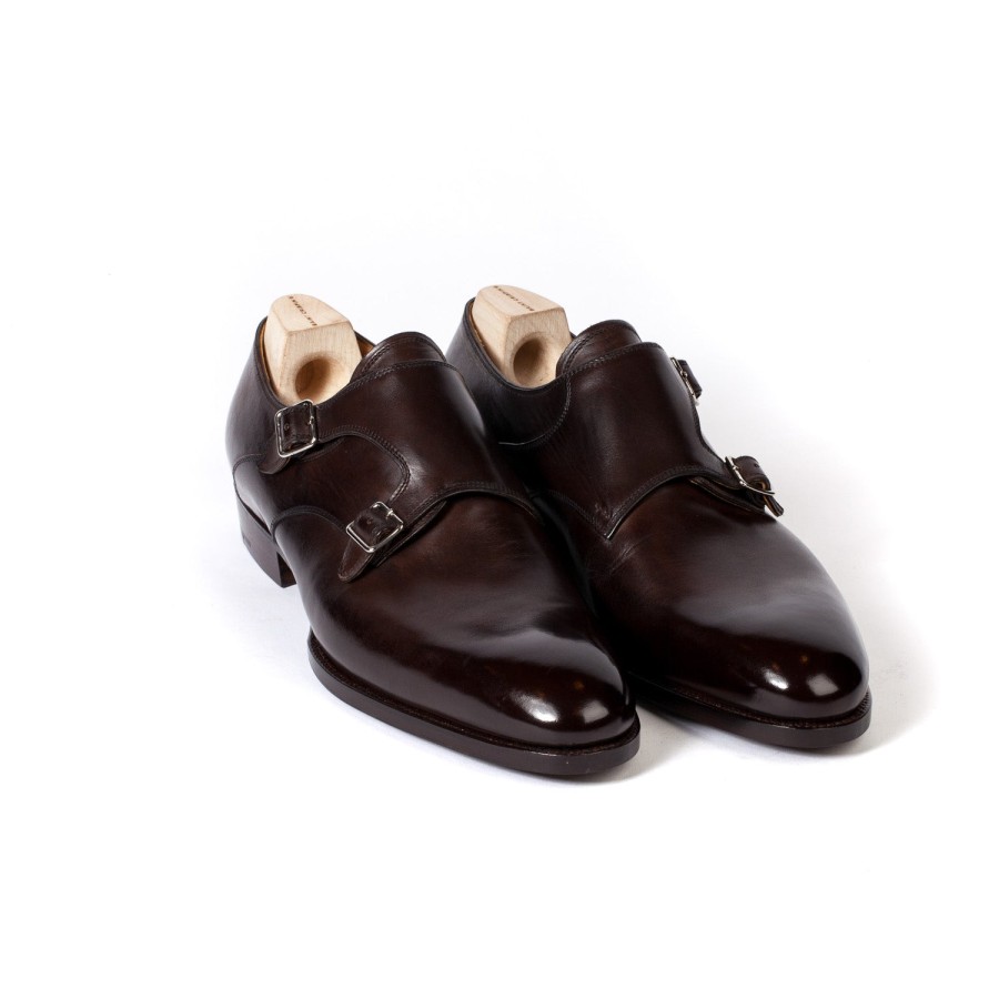 Mto | Saint Crispin's Double Monk Made Of Dark Brown Calfskin - Hand-Colored