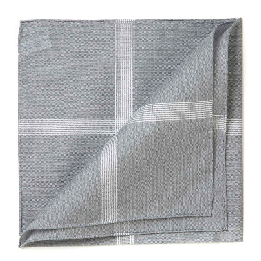 Taschentucher | Simonnot-Godard Gray Handkerchief "Symphony" In Cotton - Hand-Rolled