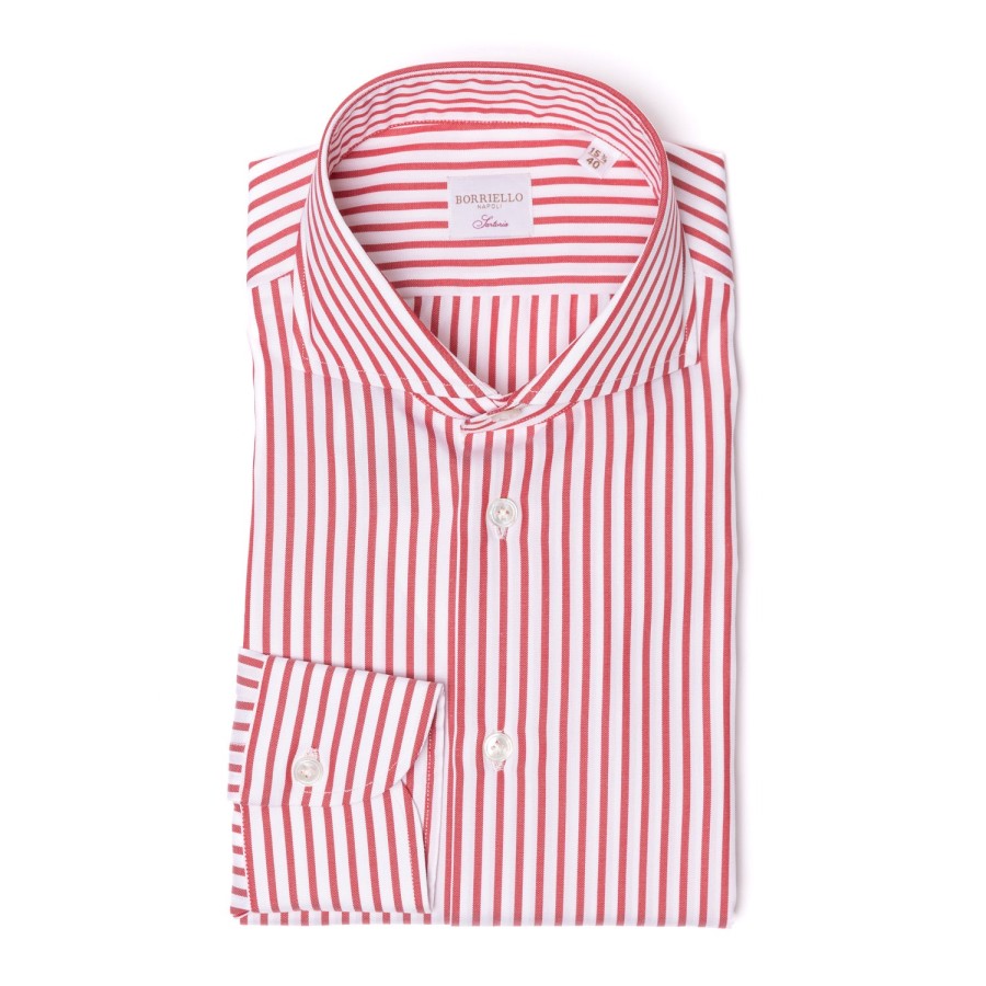 Shirts | Borriello Pure Cotton Striped Shirt "Jermyn Stripe" - Handmade