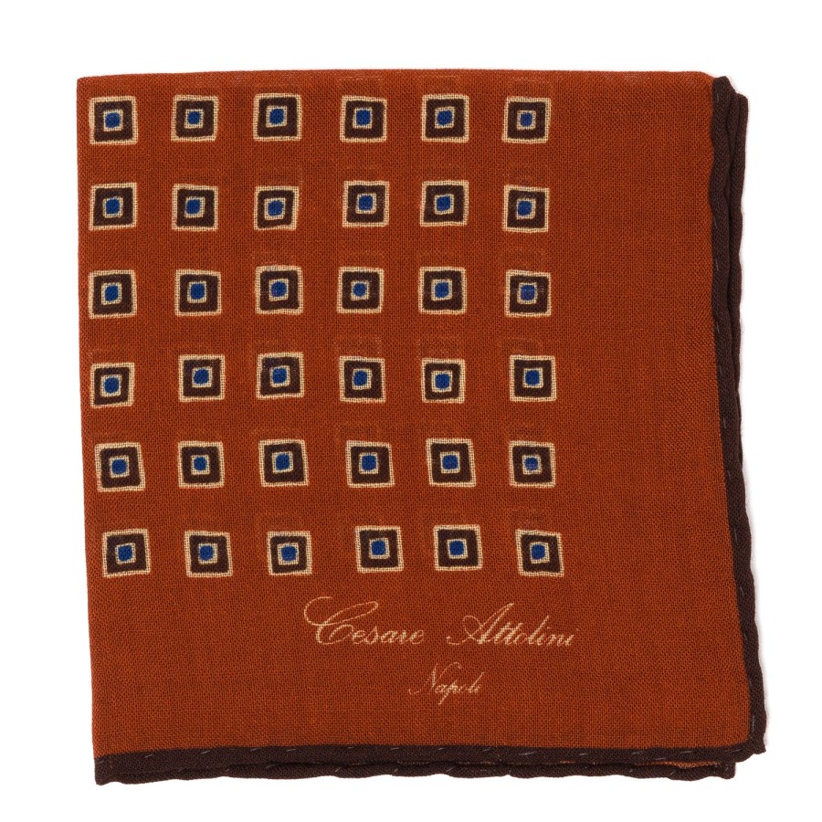 Handkerchiefs | Cesare Attolini Pure Wool Pocket Square "Medaglioni Incornicato