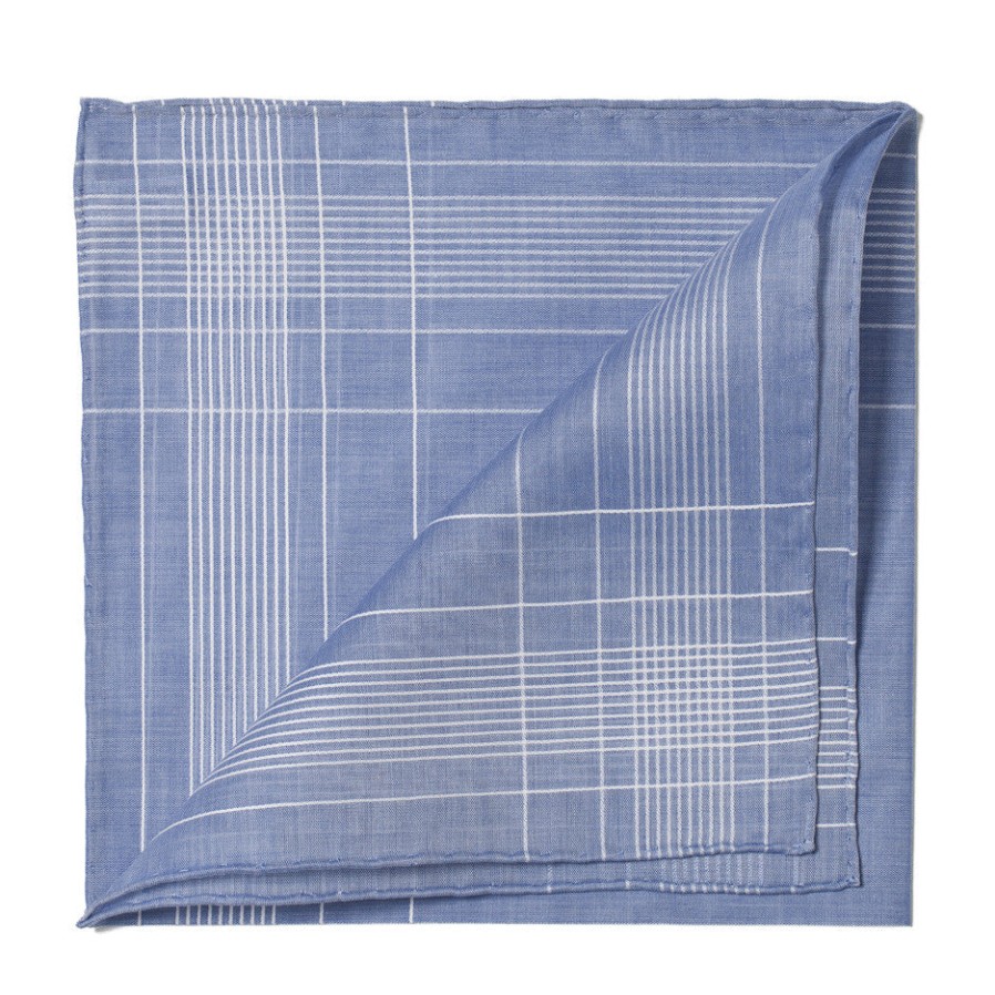 Taschentucher | Simonnot-Godard Blue Patterned Cotton Handkerchief