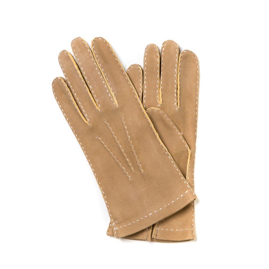 Gloves | Thomas Riemer Wien Sand-Colored Gloves "Offizier" Made Of Deerskin