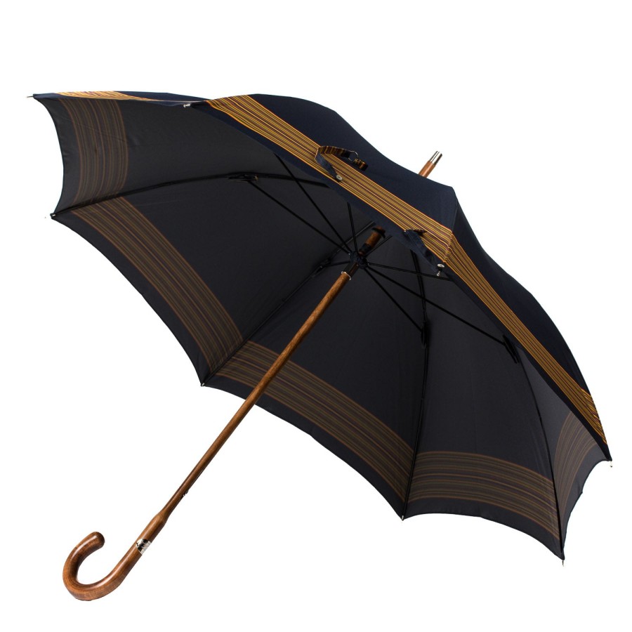 Umbrellas | Maglia Dark Blue Cane Umbrella "Lord" With Polished Maple Handle