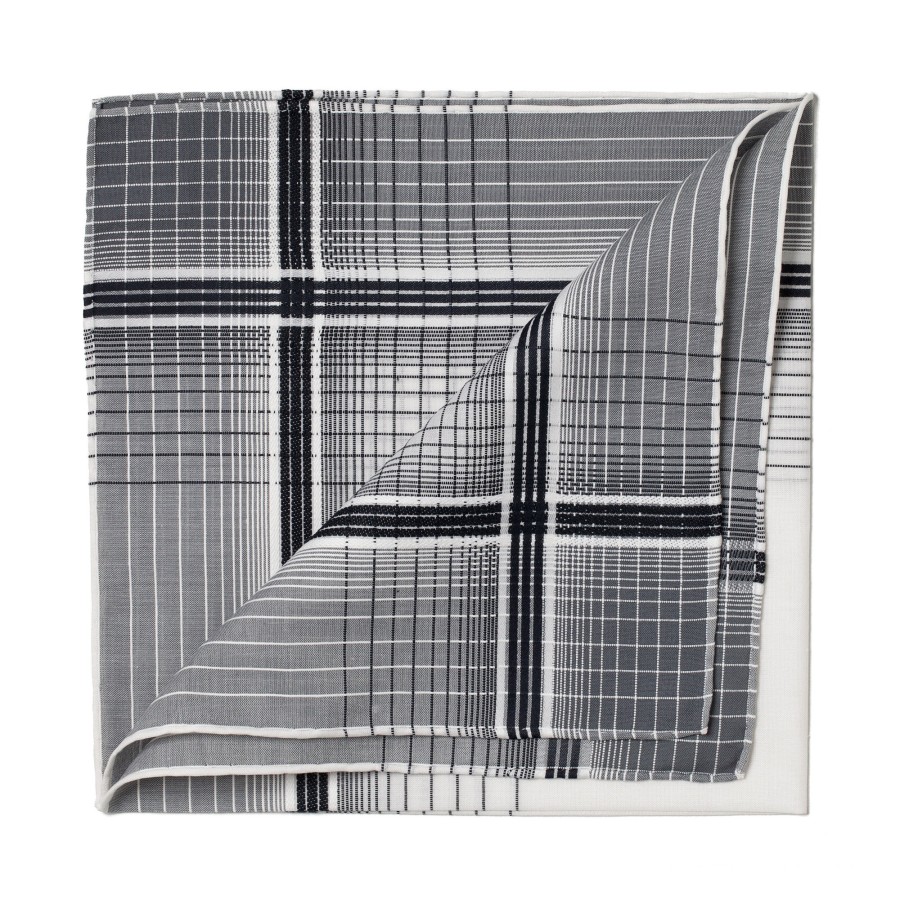 Handkerchiefs | Simonnot-Godard Black And White Patterned Cotton Pocket Square