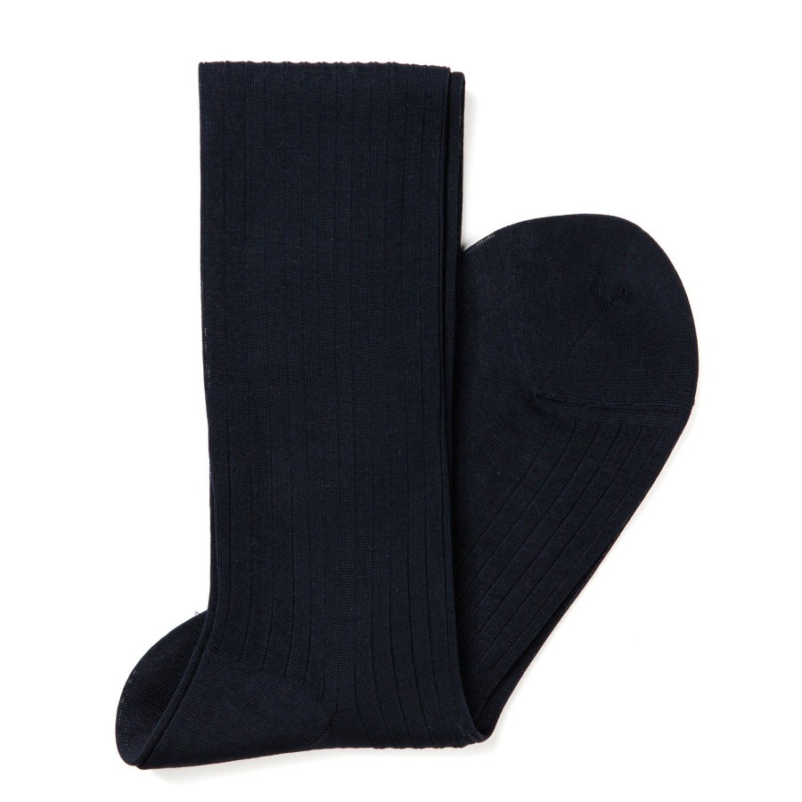 Stockings | Sozzi Dark Blue Stockings "Fil D'Ecosse" Made Of Cotton