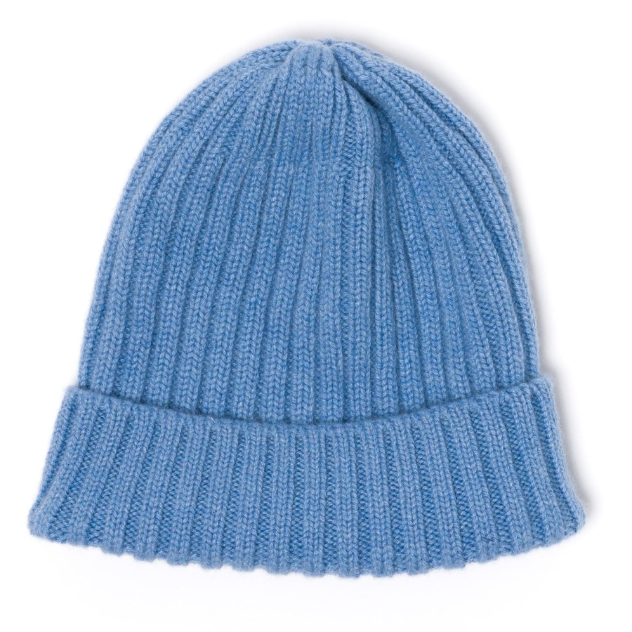 Hats | Fedeli Exclusive To Michael Jondral: Azure Blue Knitted Hat In Pure Scottish