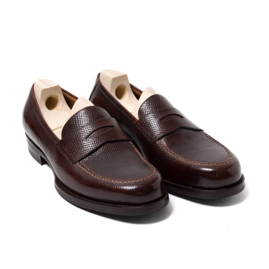 Mto | Saint Crispin's Loafer "American Casual Penny" Made Of Dark Brown Grained Calfskin - P