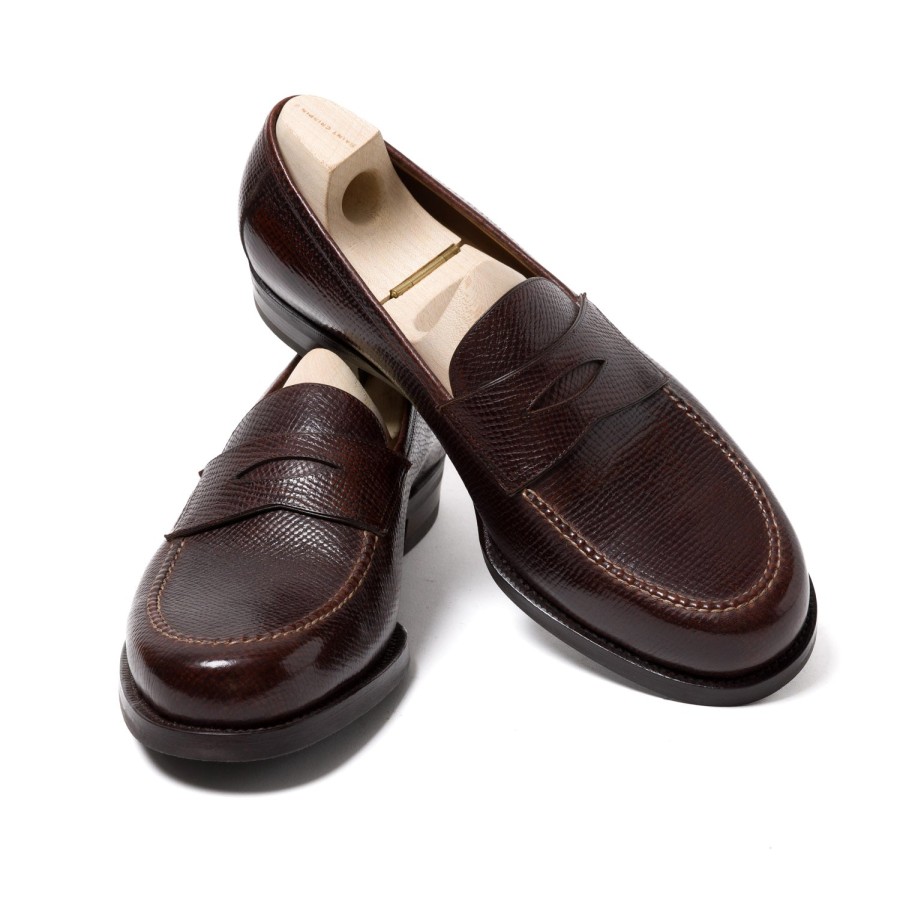 Mto | Saint Crispin's Loafer "American Casual Penny" Made Of Dark Brown Grained Calfskin - P