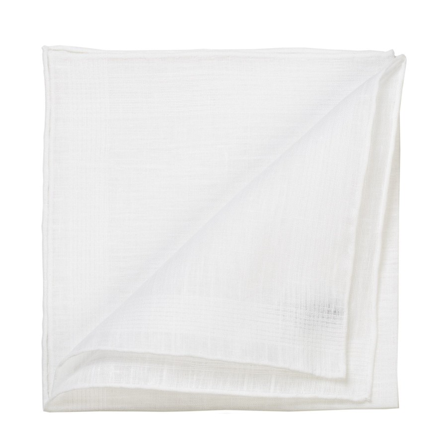 Handkerchiefs | Simonnot-Godard White Pocket Square "Blanc" Made Of Pure Linen