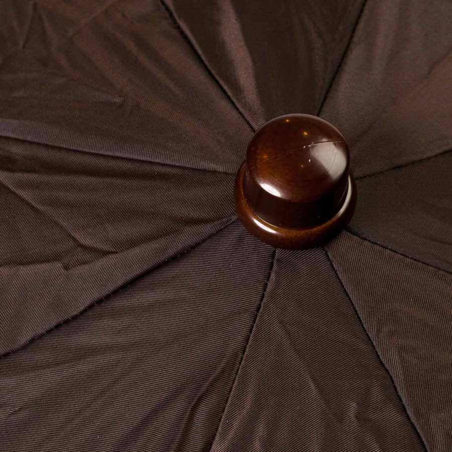 Umbrellas | Maglia Brown Telescopic Umbrella With Wooden Handle