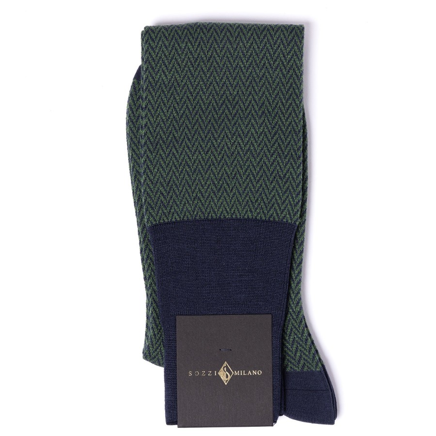 Stockings | Sozzi Patterned Knee Sock "Herringbone Pattern" From Merino Wool