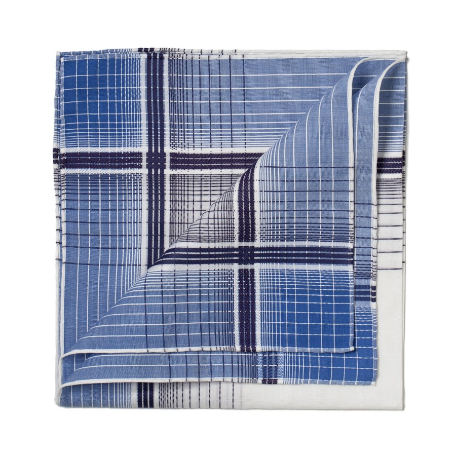 Handkerchiefs | Simonnot-Godard Blue Patterned Cotton Pocket Square