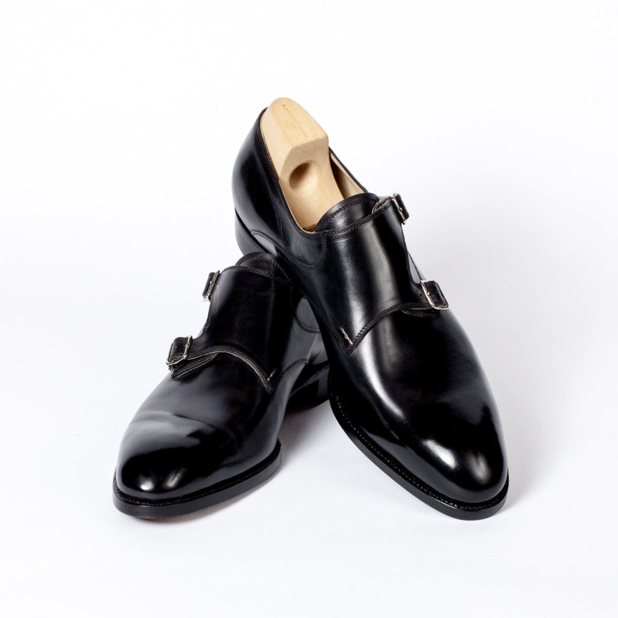 Mto | Saint Crispin's Black Double Monk Made Of Calfskin