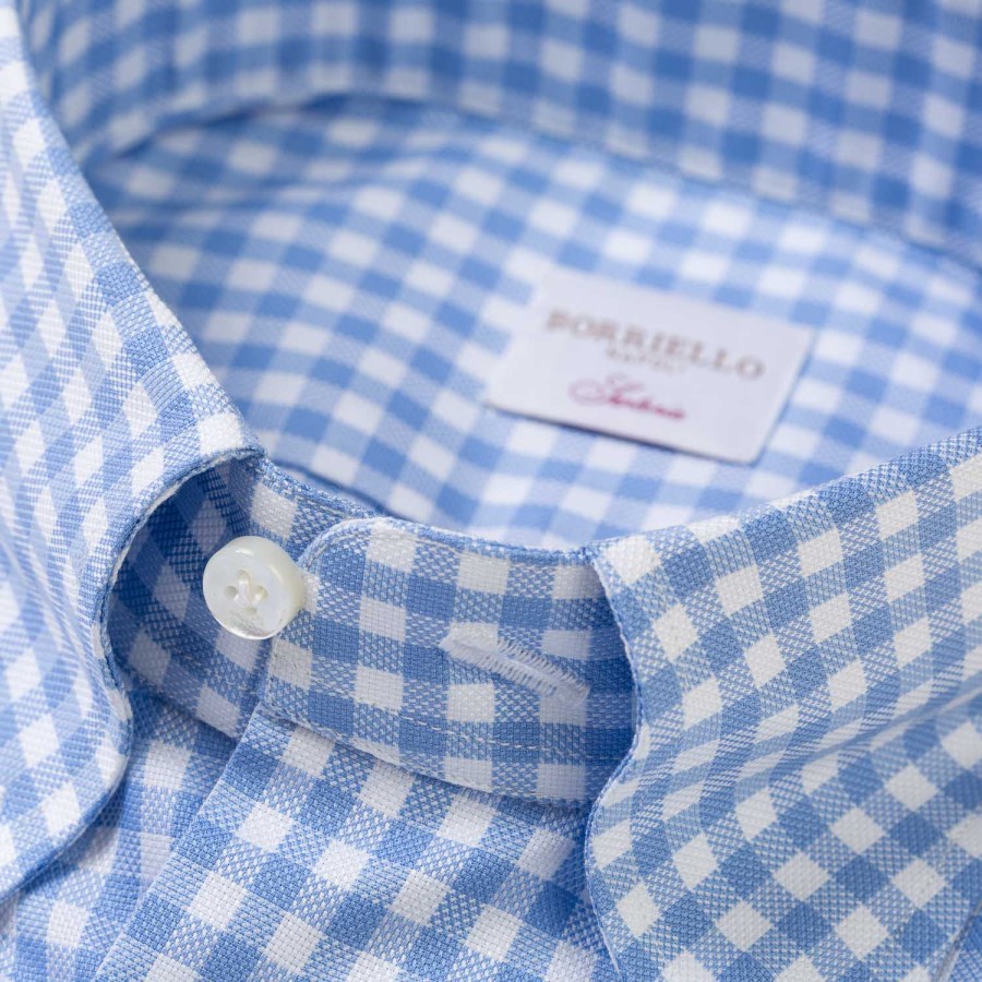 Shirts | Borriello Checked Shirt "Royal Oxford" With Button Down And Sport Cuff - Handmad