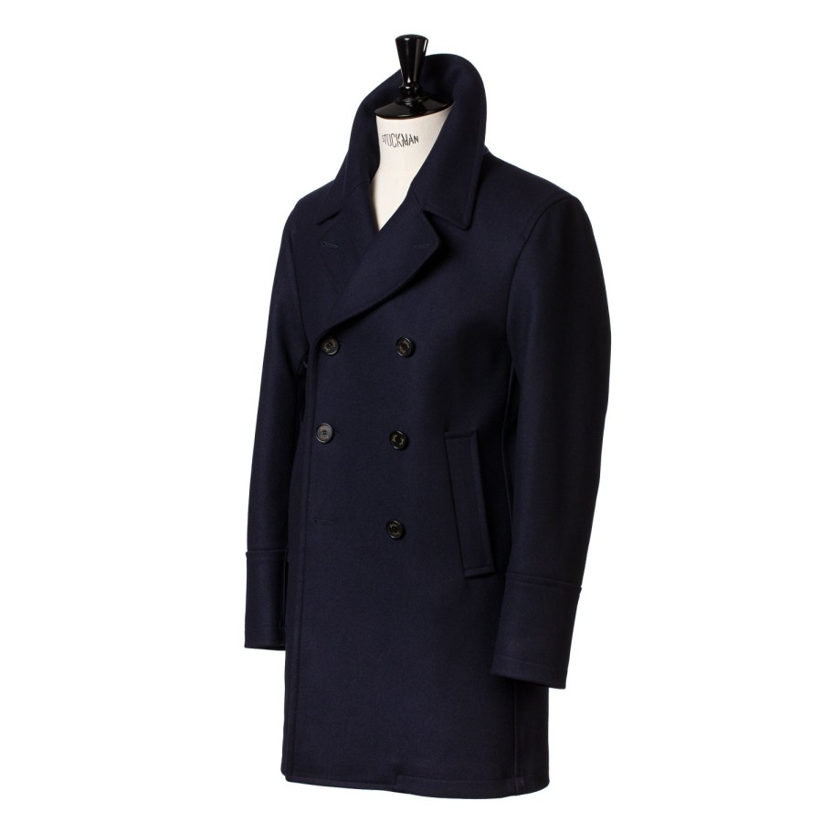 Coats | Sealup Dark Blue Wool Pea Coat "Genova"