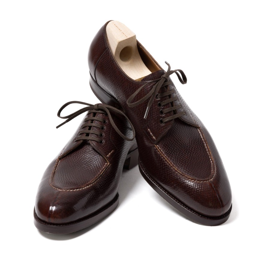 Mto | Saint Crispin's Derby "Split Toe Apron" Made Of Dark Brown Grained Calfskin - Pure Han