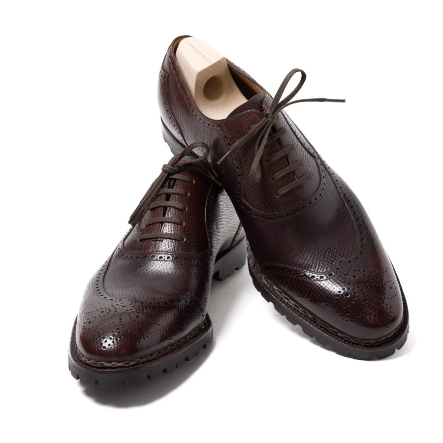 Mto | Saint Crispin's Oxford "Longwing Sport Brogue" Made Of Dark Brown Grained Ca