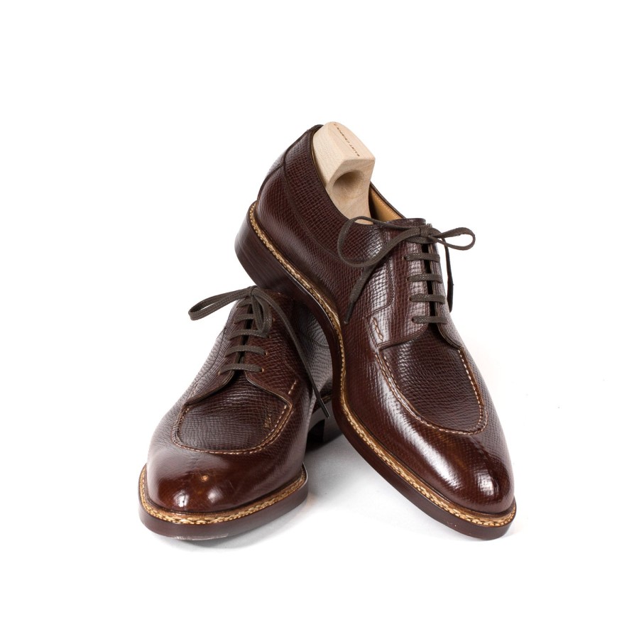 Mto | Saint Crispin's Split Toe-Derby In Dark Brown Calfskin "Russian Calf" - Purely Handcra