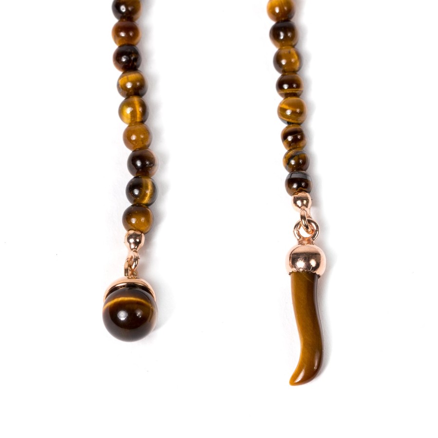 Cufflinks & Jewelry | Barbarulo Napoli Lapel Chain "Tiger'S Eye Ball" Made Of Plated Rose Gold - Purely Handc