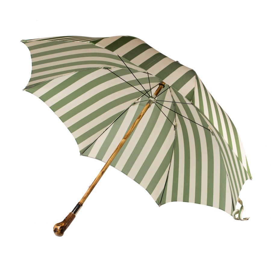 Beachwear | Maglia Striped Beach Umbrella "Picknick" With Chestnut Handle