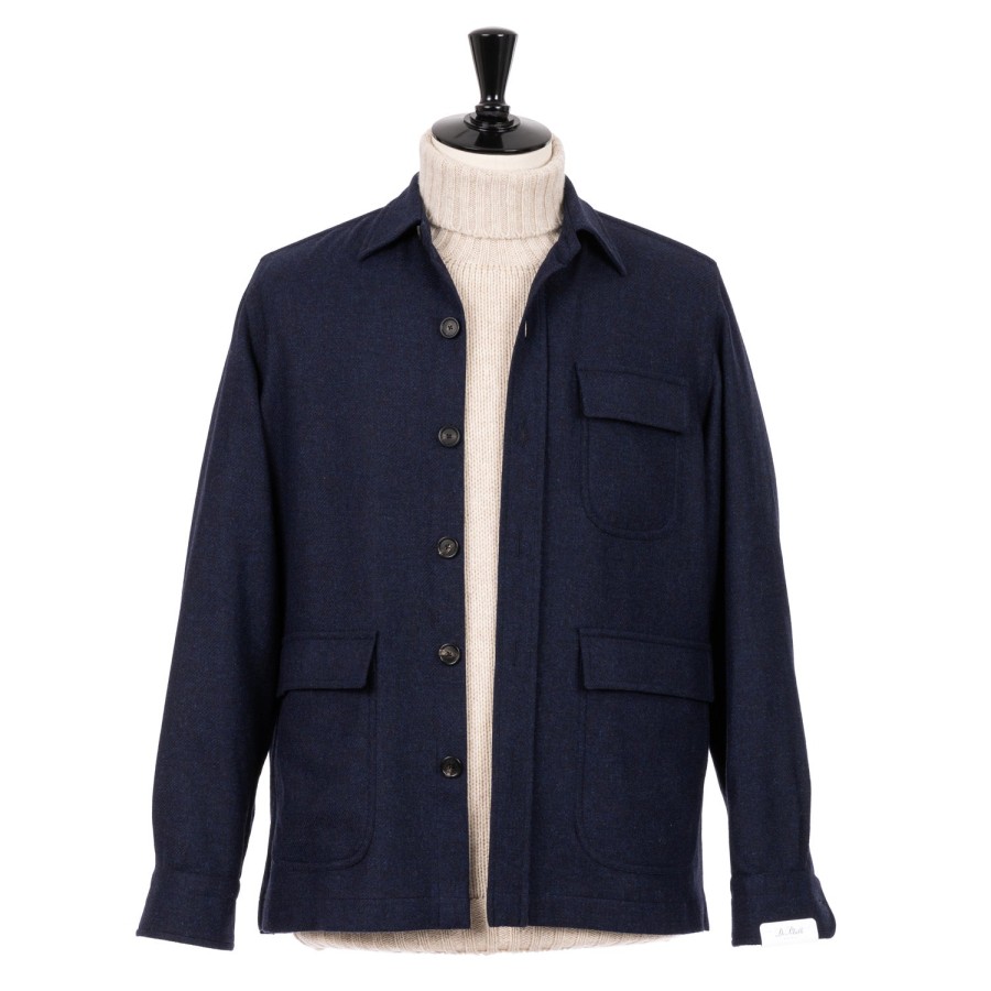 Teba + Shirt Jackets | De Petrillo Aubergine Blue Sports Jacket "Shirt Pocket" Made Of Wool And