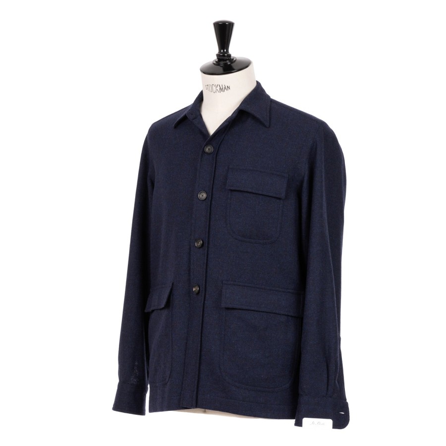 Teba + Shirt Jackets | De Petrillo Aubergine Blue Sports Jacket "Shirt Pocket" Made Of Wool And