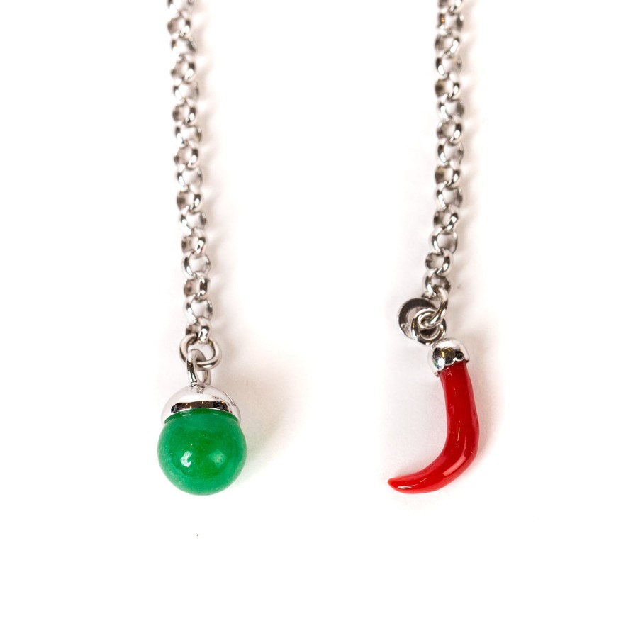 Cufflinks & Jewelry | Barbarulo Napoli Lapel Chain "Jade" Made Of Sterling Silver - Handcrafted