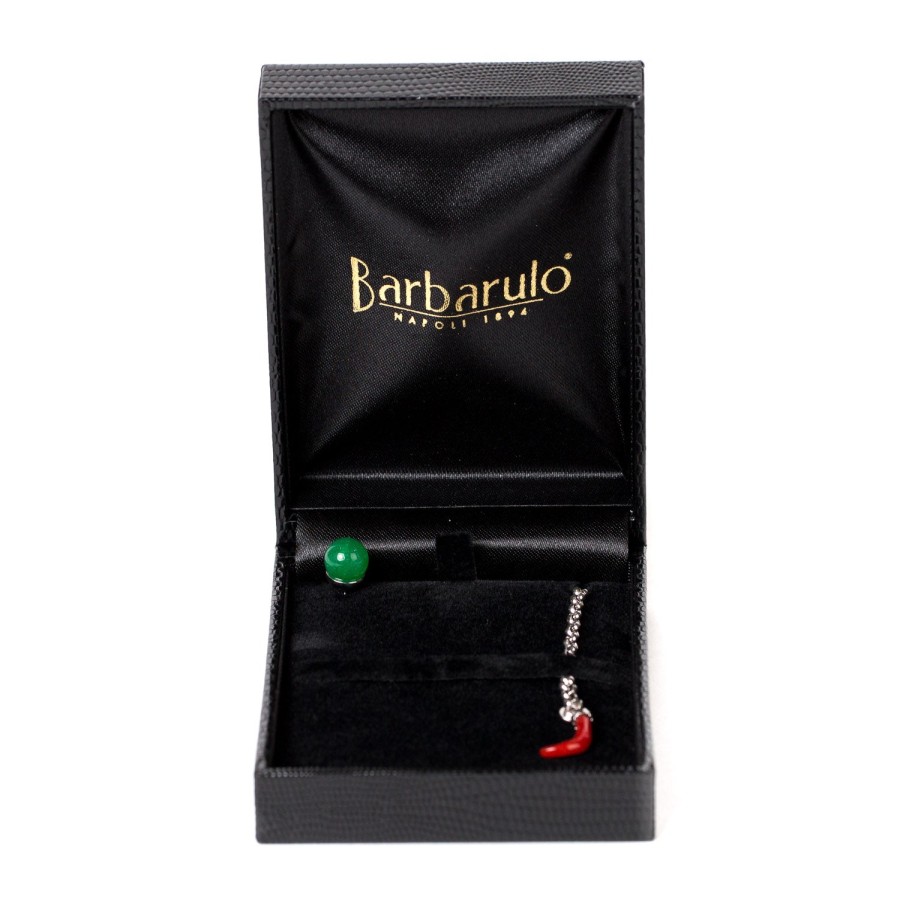 Cufflinks & Jewelry | Barbarulo Napoli Lapel Chain "Jade" Made Of Sterling Silver - Handcrafted